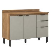 Balcão Firenze Pia 120cm 3 Portas 2 Gavetas com Tampo MDP - Demóbile