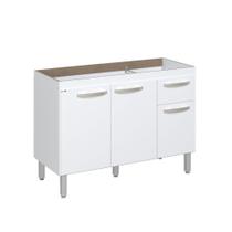 Balcão Flat De Cozinha Para Pia 3 Portas 1 Gaveta Rorato Branco Balcão Flat De Cozinha Para Pia 3 Portas 1 Gaveta Rorato Branco