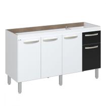 Balcão Flat De Cozinha Para Pia 4 Portas 1 gaveta 1,43 Rorato