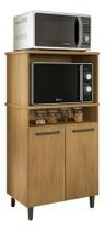 Balcão Forno Armário Base Microondas 61cm Cozinha 2 Portas Cor Freijó