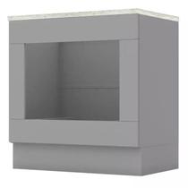 Balcao Forno Embutir Tampo Cooktop 80 cm Americana Cinza Calcare Henn