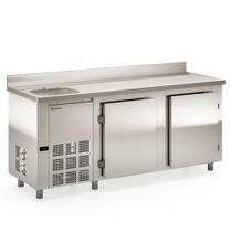 Balcão Frigorífico de Encosto GBFE-200 CE AI - Aço Inox 556L Cuba Lado Esquerdo - Gelopar