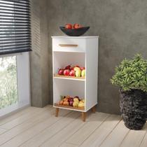 Balcão Fruteira Aparador com gaveta para bebedouro Malt. pés retrô cor Branco brilho