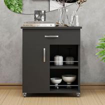 Balcão Fruteira Cozinha Com Rodinhas Tampo para Microondas e Gaveta Multiuso Móveis Bonatto