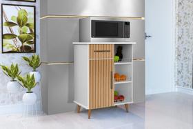 Balcão / Fruteira CRIS Estilo Retrô com 1 Gaveta + 1 Porta Cor Branco / RIpado 3D Balcão / Fruteira CRIS Estilo Retrô com 1 Gaveta + 1 Porta Cor Branco / RIpado 3D