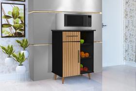 Balcão / Fruteira CRIS Estilo Retrô com 1 Gaveta + 1 Porta Cor Preto / Ripado 3D Balcão / Fruteira CRIS Estilo Retrô com 1 Gaveta + 1 Porta Cor Preto / Ripado 3D