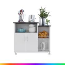 Balcão Fruteira Multiuso Suporte Microondas / Galão de Agua Cozinha 1 ou 2 Portas Com Rodinhas