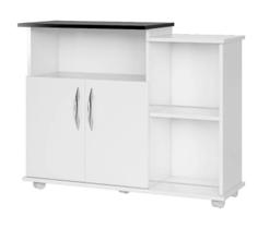 Balcão Fruteira Para Cozinha Multiuso Organizador Branco com Preto