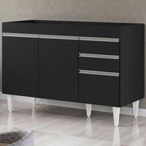 Balcão Gabinete 120cm 3 Portas 2 Gavetas Michigan Preto - Lumil