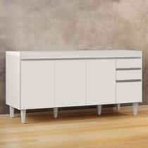 Balcão Gabinete 160cm Sem Tampo 4 Portas 2 Gavetas Arkansas Branco - Lumil Móveis Balcão Gabinete 160cm Sem Tampo 4 Portas 2 Gavetas Arkansas Branco - Lumil Móveis
