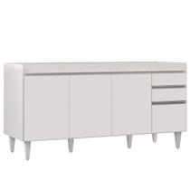 Balcão Gabinete 160cm Sem Tampo 4 Portas 2 Gavetas Arkansas Branco - Lumil Móveis Balcão Gabinete 160cm Sem Tampo 4 Portas 2 Gavetas Arkansas Branco - Lumil Móveis