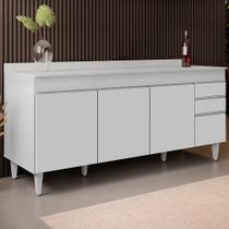 Balcão Gabinete 180cm com Tampo Dallas Branco - Lumil Balcão Gabinete 180cm com Tampo Dallas Branco - Lumil