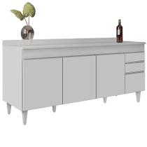 Balcão Gabinete 180cm com Tampo Dallas Branco - Lumil Balcão Gabinete 180cm com Tampo Dallas Branco - Lumil