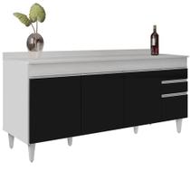 Balcão Gabinete 180cm com Tampo Dallas Branco/Preto - Lumil