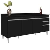 Balcão Gabinete 180cm com Tampo Dallas Preto - Lumil