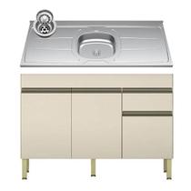 Balcão Gabinete 3 Portas com Pia 120cm Lina K02 Vanilla - Mpozenato Balcão Gabinete 3 Portas com Pia 120cm Lina K02 Vanilla - Mpozenato