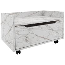 Balcao Gabinete 60cm 1Gaveta 4Rodizios Bn3647 Marmore Branco