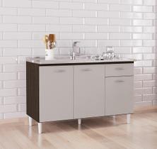 Balcão Gabinete Alice 120mt Para Pia Sem Tampo Chocolate Off White Poquema