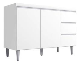 Balcão Gabinete Andreia Sem Tampo 120cm 2 Portas 3 Gavetas Cinza Fosco