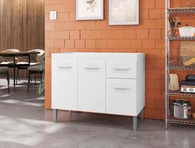 Balcão Gabinete Armário para Pia Páris Sem Tampo 100cm Branco