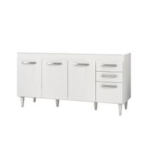 Balcão Gabinete Áustria 160cm sem Tampo 4 Portas 2 Gavetas Branco - Lumil Móveis