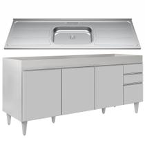 Balcão Gabinete Com Pia 180cm Dallas Branco - Lumil