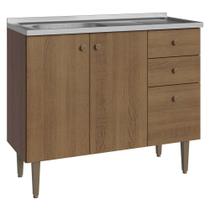 Balcão Gabinete com Pia 3 Portas e 2 Gavetas 105cm Gourmet Madesa