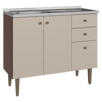 Balcão Gabinete com Pia 3 Portas e 2 Gavetas 105cm Gourmet Madesa