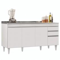 Balcão Gabinete com Pia Inox 160cm Arkansas Branco â Lumil