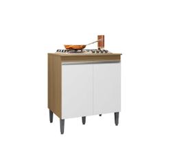 Balcão Gabinete Cooktop Andréia Amêndoa/Branco C/Tampo - AJL Móveis