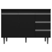 Balcão Gabinete Cozinha Andréia 100cm Com Tampo 2 Portas Preto - Desk Design - AJL Móveis