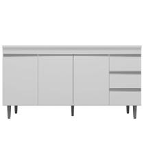 Balcão Gabinete Cozinha Andréia 160cm Com Tampo 3 Portas Branco - Abmaza