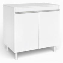 Balcão Gabinete Cozinha Lux 79cm 100% MDF 02 Portas Com Tampo Branco - Desk Design Balcão Gabinete Cozinha Lux 79cm 100% MDF 02 Portas Com Tampo Branco - Desk Design