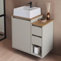 Balcão Gabinete de Banheiro Suspenso 60 Bahamas 1 Porta e 2 Gavetas com Cuba