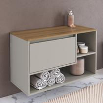 Balcão Gabinete de Banheiro Suspenso 80cm com 1 Porta e Nichos Barcelona Bege/Arenas Balcão Gabinete de Banheiro Suspenso 80cm com 1 Porta e Nichos Barcelona Bege/Arenas