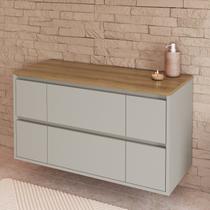 Balcão Gabinete de Banheiro Suspenso 88,4cm com 2 Portas e 4 Gavetas Berlim Bege/Arenas Balcão Gabinete de Banheiro Suspenso 88,4cm com 2 Portas e 4 Gavetas Berlim Bege/Arenas