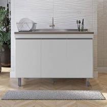 Balcão Gabinete de Cozinha 120cm Sem Tampo 3 Portas Malu Balcão Gabinete de Cozinha 120cm Sem Tampo 3 Portas Malu