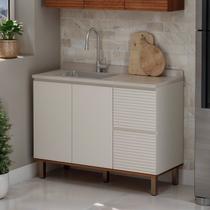 Balcão Gabinete de Cozinha para Pia 100% Mdf com 3 Gavetas Corrediças Telescópicas