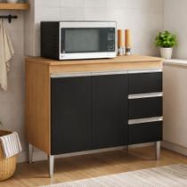 Balcão Gabinete de Pia 100cm Andréia Sem Tampo Armário de Cozinha DEVLAR Cor:Preto