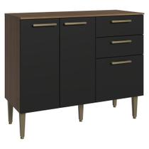 Balcão Gabinete de Pia 105 cm 3 Portas 2 Gavetas Rustic/Preto Lille Madesa Balcão Gabinete de Pia 105 cm 3 Portas 2 Gavetas Rustic/Preto Lille Madesa