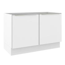 Balcão Gabinete De Pia 120 Cm 2 Portas Branco/Branco Veludo Balcão Gabinete De Pia 120 Cm 2 Portas Branco/Branco Veludo