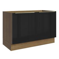 Balcão Gabinete de Pia 120 cm 2 Portas (Sem Tampo) Rustic/Preto Lux Madesa Balcão Gabinete de Pia 120 cm 2 Portas (Sem Tampo) Rustic/Preto Lux Madesa