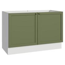 Balcão Gabinete de Pia 120 cm (Sem Tampo) Branco/Verde Vik Madesa Balcão Gabinete de Pia 120 cm (Sem Tampo) Branco/Verde Vik Madesa