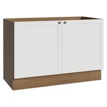Balcão Gabinete de Pia 120 cm (Sem Tampo) Rustic/Branco Vik Madesa