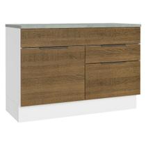 Balcão Gabinete De Pia 120cm 1 Portas 2 Gavetas Com Tampo Branco/rustic Stella Madesa