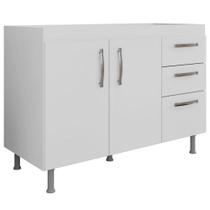 Balcão Gabinete de Pia 120cm Nathan 2 Portas Branco - Nathy Móveis Balcão Gabinete de Pia 120cm Nathan 2 Portas Branco - Nathy Móveis