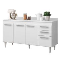 Balcão Gabinete De Pia 150Cm 4 Portas 2 Gavetas Com Tampo Lis L03 Branco Balcão Gabinete De Pia 150Cm 4 Portas 2 Gavetas Com Tampo Lis L03 Branco