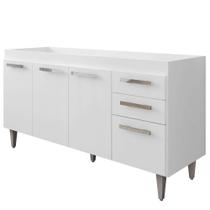 Balcão Gabinete de Pia 150cm 4 Portas 2 Gavetas Lis Branco - Mpozenato