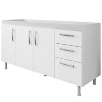 Balcão Gabinete de Pia 160cm Nathan 3 Portas Branco - Nathy Móveis