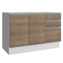 Balcão Gabinete de Pia Armário de Cozinha 120 cm 2 Portas e 3 Gavetas Branco/Rustic Glamy Madesa
